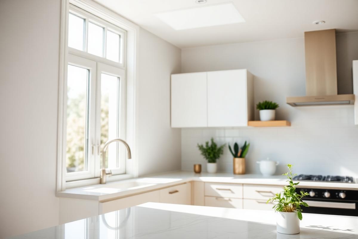 Bright kitchen with healthy indoor air quality